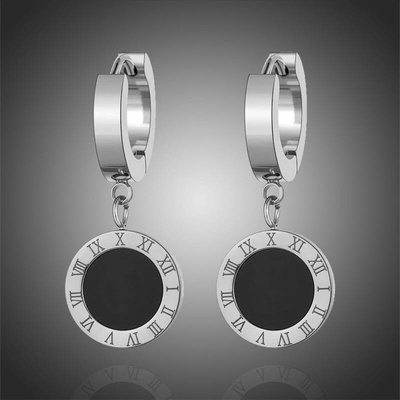 Victoria Filippi Stainless Steel ocelové náušnice Amanda Black římské číslice NAUE18114-3/10 stříbrná