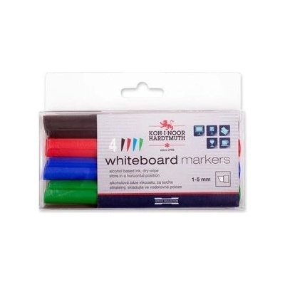 Koh-i-noor značkovače White Board sada 4ks - plochý hrot