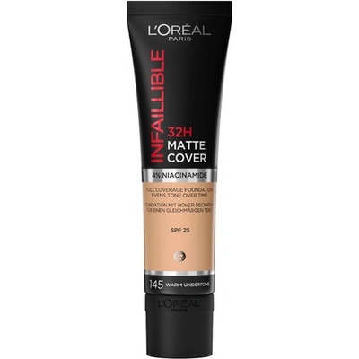 L'Oréal Paris Infallible 32H Matte Cover dlhotrvajúci zmatňujúci make-up SPF25 145 Warm Undertone 30 ml