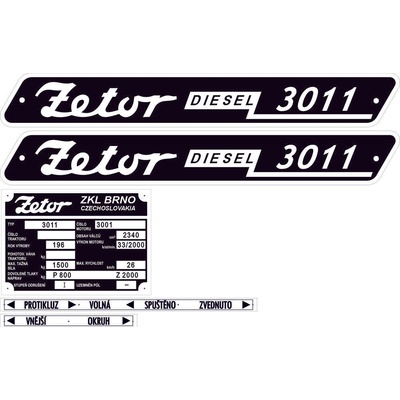 Velká sada - štítky Zetor 3011 pol