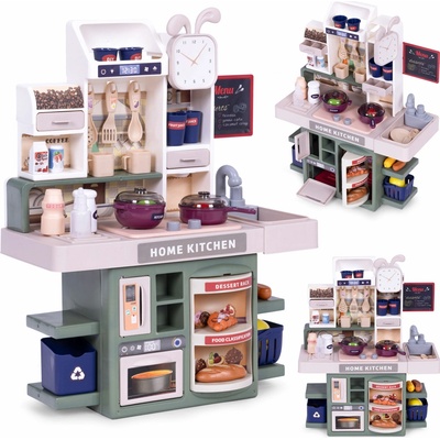 ECOTOYS MULTISTORE Dětská kuchyňka se zvuky LED světly parním generátorem 35 doplňky