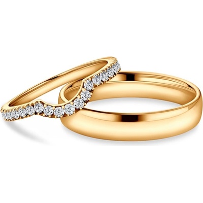 SAVICKI Брачни халки This is Love: злато, лабораторни диаманти, полукръгли, 2 мм и 3 мм