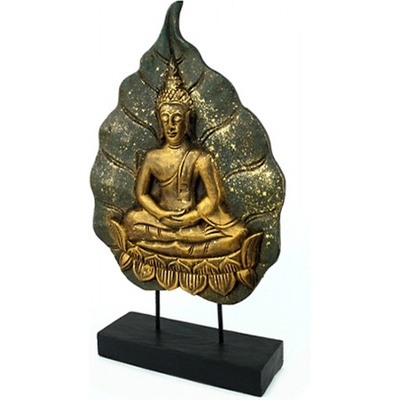 Dekorace dřevo Buddha Leaf 48 cm Barva: Zelená
