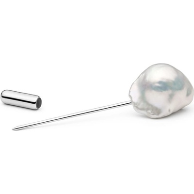 Gaura Pearls stříbrná brož zdobená vzácnou Kasumi perlou SK22530BR Bílá