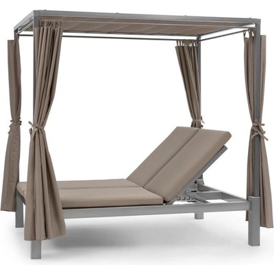 Blumfeldt Eremitage Double Sunbed, ležadlo pre 2 osoby, oceľový rám, slnečná strieška, závesy, taupe GDW20-Eremitage Doub