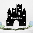 Drevený zápich do torty s menom a vekom - Hrad pre dievča