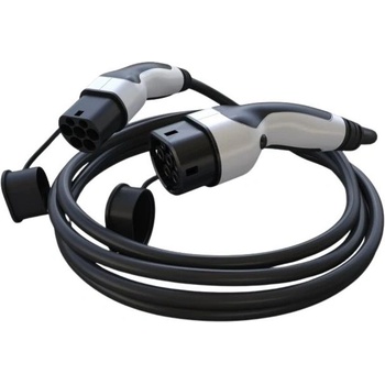 EcoVolter Кабел за зареждане EcoVolter за електрически превозни средства Type2, 11kW 3x16A 5m, бял край с бутон Tesla (3x16A, 5m, Tesla, bílá)