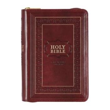 KJV Large Print Compact Bible Burgundy with Zipper Faux Leather