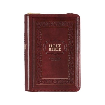 KJV Large Print Compact Bible Burgundy with Zipper Faux Leather