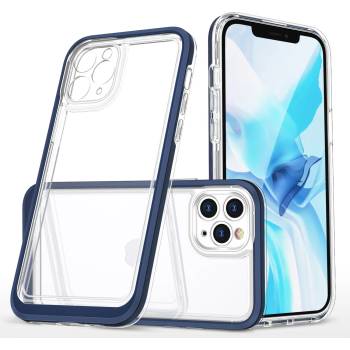 HQWear Прозрачен кейс 3в1 за iPhone 11 Pro Max с гел рамка, син (KXG0029883)