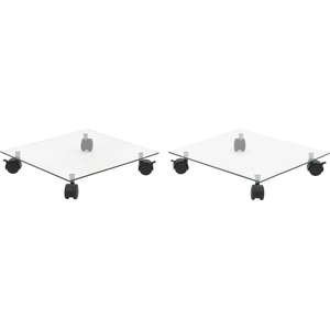 vidaXL Стойки за саксии с колела 2 бр закалено стъкло 35x35 см квадрат (245690)