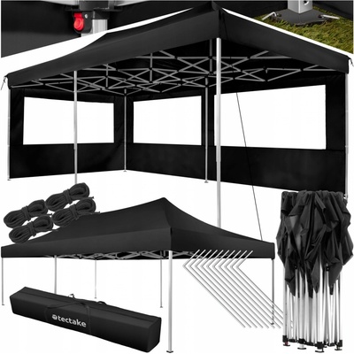 tectake 403159 Skládací pavilon Viola 3x6 m s 2 bočnicemi černá hliník
