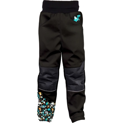 Wamu Softshellové kalhoty dětské Dinosauři černo hnědá