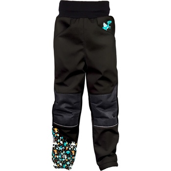 Wamu Softshellové kalhoty dětské Dinosauři černo hnědá