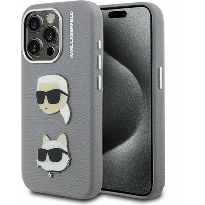 KARL LAGERFELD Grained PU K&CH Heads Заден калъф за iPhone 15 Pro Grey Karl Lagerfeld | Lilav | ЖЕНИ | UNI