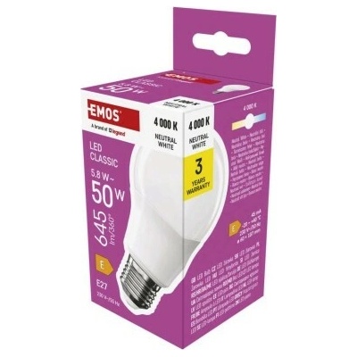 Emos LED žárovka Classic A60 E27 5,8 W 50 W 645 lm /