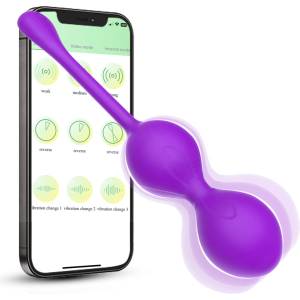 SuperLove Premium Kegel Exercise Balls with Vibrations & App Purple