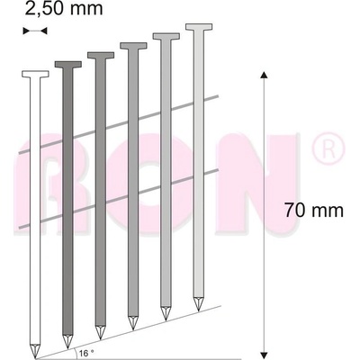 Hřebíky FAC svitek drát 16° 2,5/70 hladké RON, 6000 ks