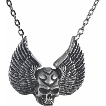 Image 1 of Leather & steel fashion Колие с висулка punk devil skull pendant - lsf4 85