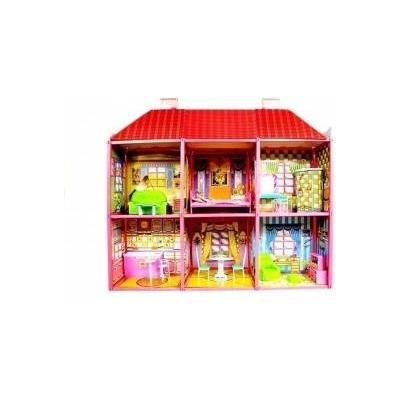 LEAN Toys Dolls House - Large Villa with Furniture + FREE DOLL
