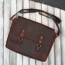 Paolo Peruzzi Pánska kožená taška cez rameno na notebook vintage | hnedá SL-09-BR