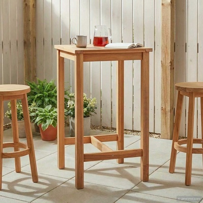 vidaXL Бар маса Натурално 60 x 60 x 105 cm Солидно тиково дърво (42030006)