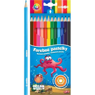 Junior pastelky Junior Ocean World šestihranné sada 12 ks