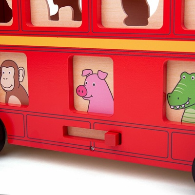 Bigjigs drevený autobus so zvieratkami