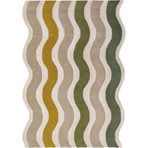 Flair Rugs Зелен/в естествен цвят ръчно изработен вълнен килим 200x290 cm Cascade Wool - Flair Rugs (503119382696)