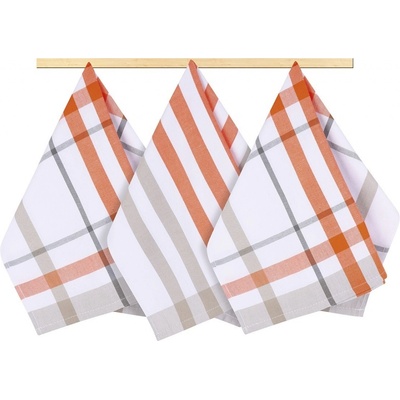 Bellatex Kuchynská utierka káro oranžová 50 x 70 cm sada 3 ks