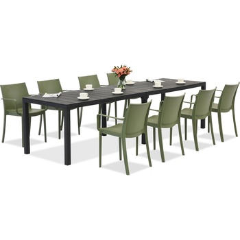 BICA King Double/Victoria антрацитно зелен комплект градински мебели за 8 души Bica (BC439ANT-8xBC351ZIE)