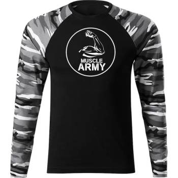 DRAGOWA FIT-T Тениска с дълъг ръкав Muscle Army Biceps, градски камуфлаж, 160 г/м2 (5633)