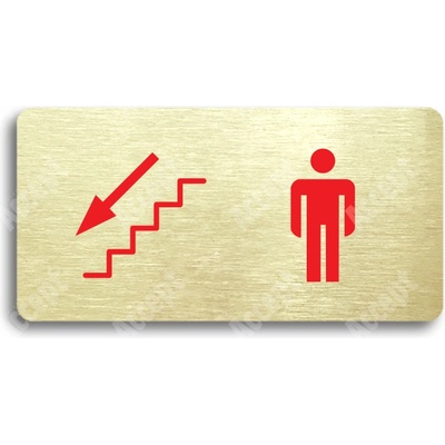 ACCEPT Piktogram WC MUŽI VLEVO DOLŮ - zlatá tabulka - barevný tisk bez rámečku