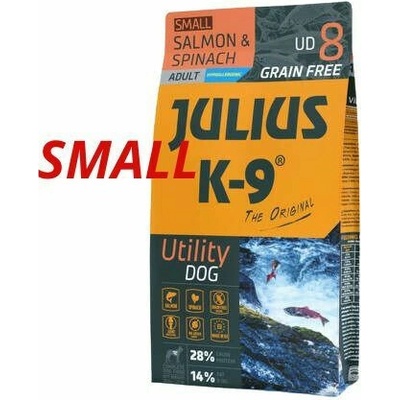 Julius-K9 Grain Free Hypoallergenic Utility Dog Adult Small Salmon & Spinach 10 kg