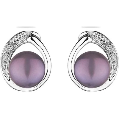 Swan Сребърни обици със сладководни черни перли SE0029B Swan