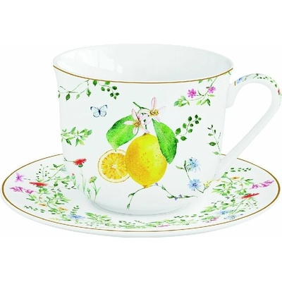Easy Life Raňajková šálka s podšálkou Fleurs et Citrons 370 ml