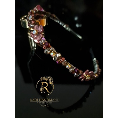 Radi handmade Дизайнерска диадема с винени перлени цветя (938)
