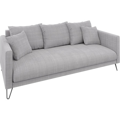 ROPEZ Светлосив шенилов диван 200 cm Freya - Ropez (Freya Sofa 3os. tk. Flow 16 Czarny Metalowy Pręt)