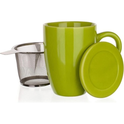 Banquet Hrnek s víčkem a nerezovým sítkem BONNET zelený OK 350 ml