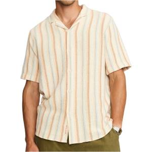 Revolution Мъжка риза с копчета Revolution Cuban Shirt Striped S/S Shirt - Offwhite (033-3267-0611)
