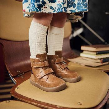 Bundgaard Basil dětské zimní zateplené barefoot boty cognac