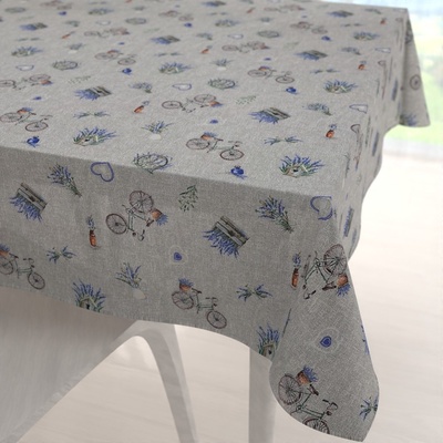 Biante Dekorační čtvercový ubrus PML-097 Levandule a kola na šedém režném 90x90cm