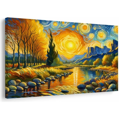 Obraz slunce nad řekou - 120x80