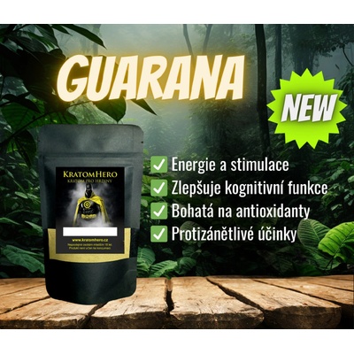 KratomHero Guarana + kofein 30 % extrakt prášek 50 g