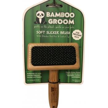 Alcott Bamboo Groom Soft Slicker Brush with Stainless Steel & Comfort Pins M бамбукова четка с ъглови метални бодлички за всеки тип козина