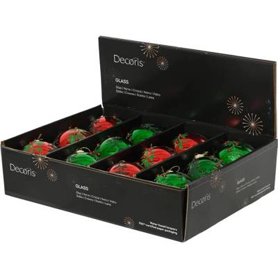 Decoris Vánoční hračka na stromeček Listy, červená/zelená, sklo