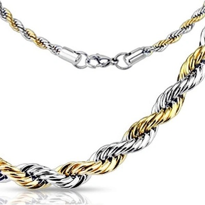 Šperky eshop Ocelový točený dvoubarevný řetízek S43.28