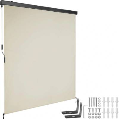 tectake Svislá markýza Eloise se 2 nástěnnými držáky - 160 x 250 cm, béžová