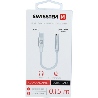 Swissten 0,15 m stříbrný 84046