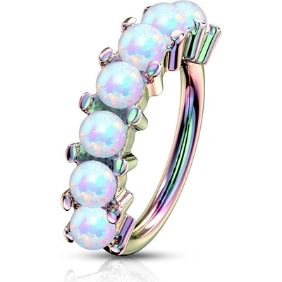 Šperky4U zlacený piercing kruh s opály K01049-W